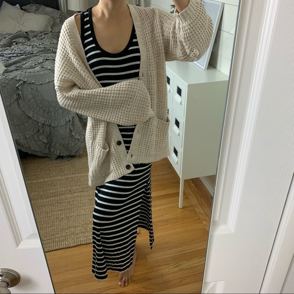 ❌SOLD❌ J Crew Black & White Striped Maxi Dress - Picture 2 of 7